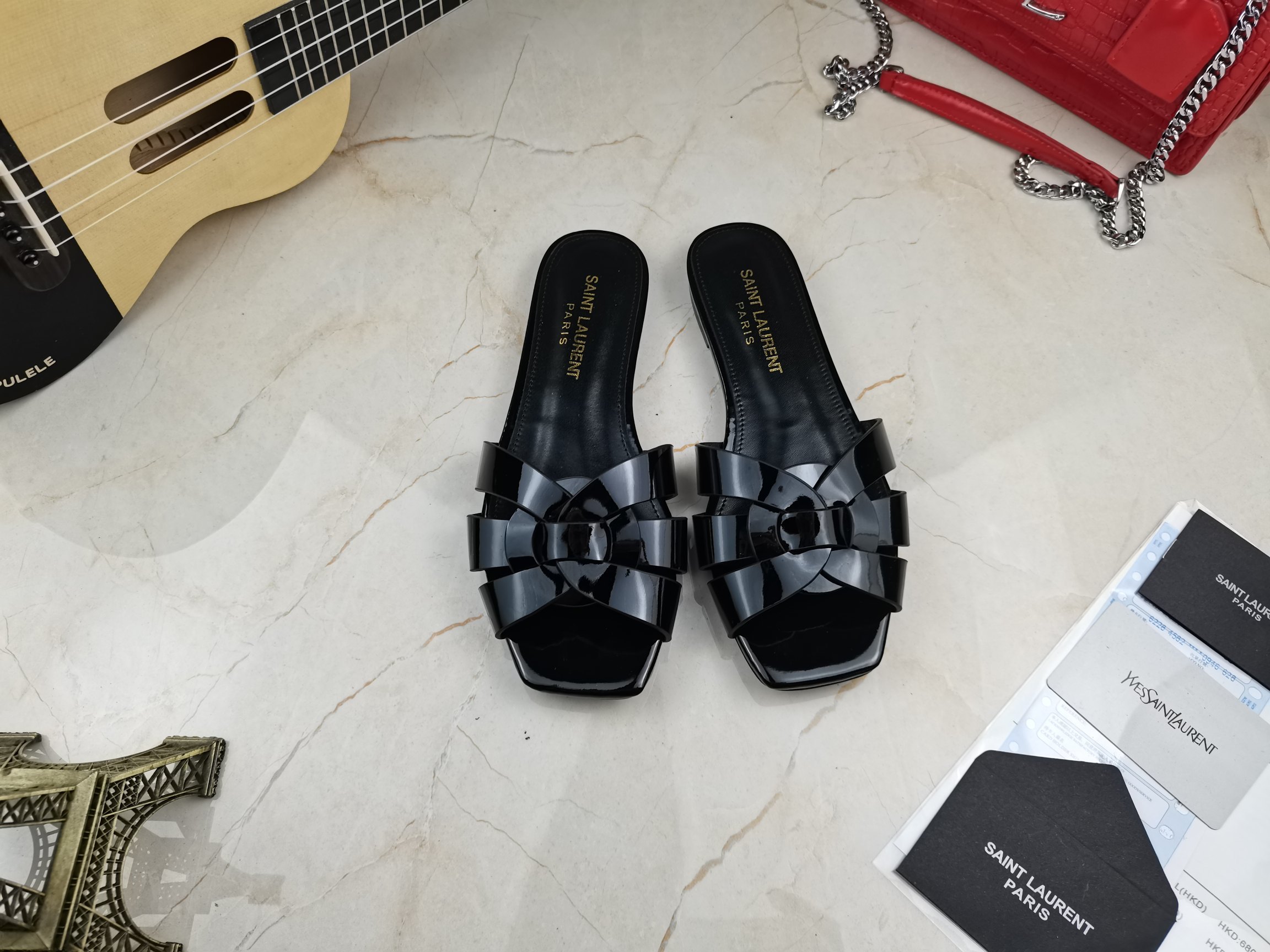 Sa1nt Lau*nt Women’s Tribute Flat Mules Black For Women Y51 571952B8I001000