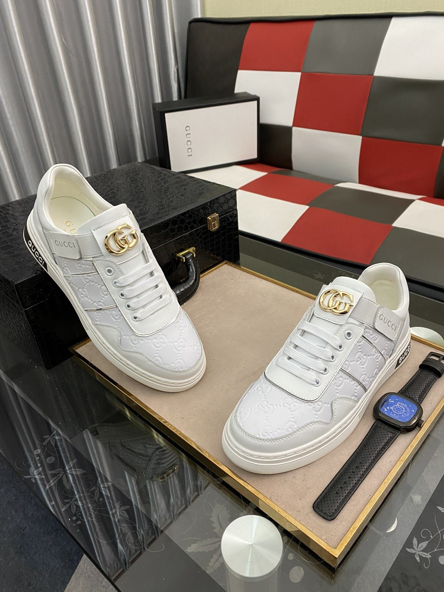 Gvc*1 Men’s GG Embossed Sneaker Loafer With GG White For Men