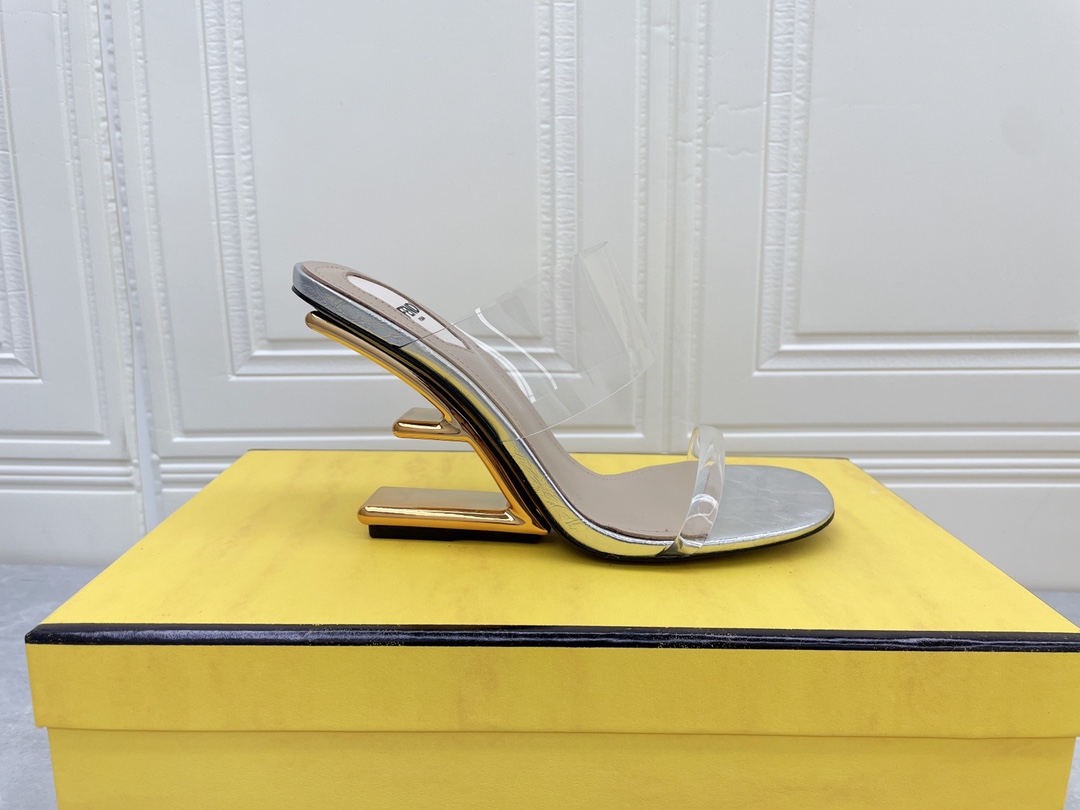 F**di First White Transparent High-Heeled Sandals For Women