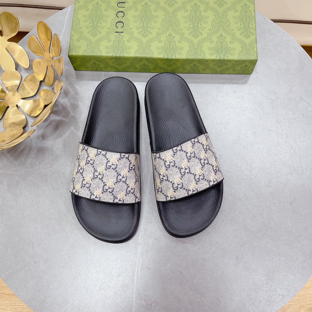 Gvc*1 Women’s GG Slide Sandal With Bees Black For Women 407345