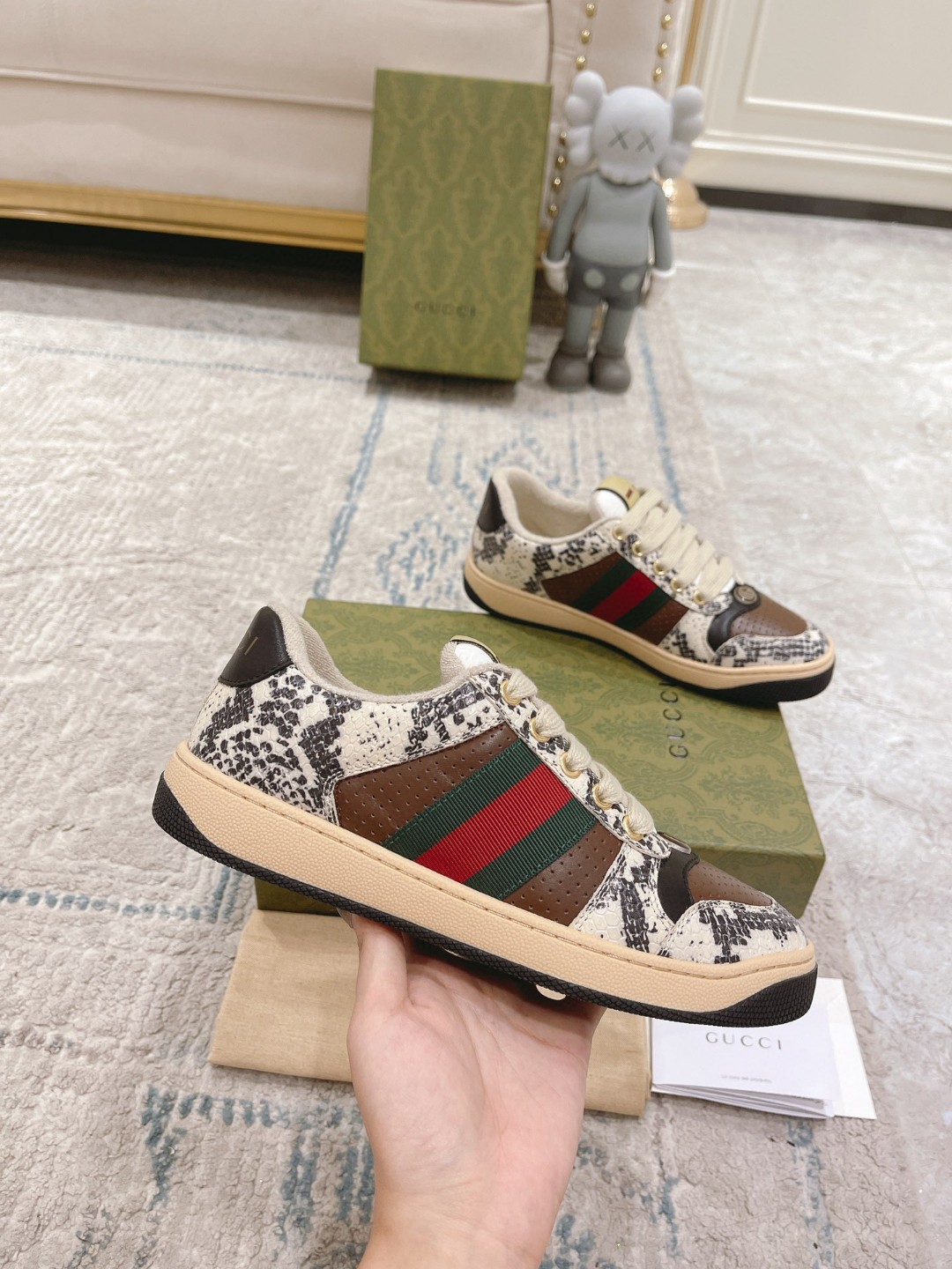 Gvc*1 Screener Python-Effect Beige For Men GG Shoes 1496599