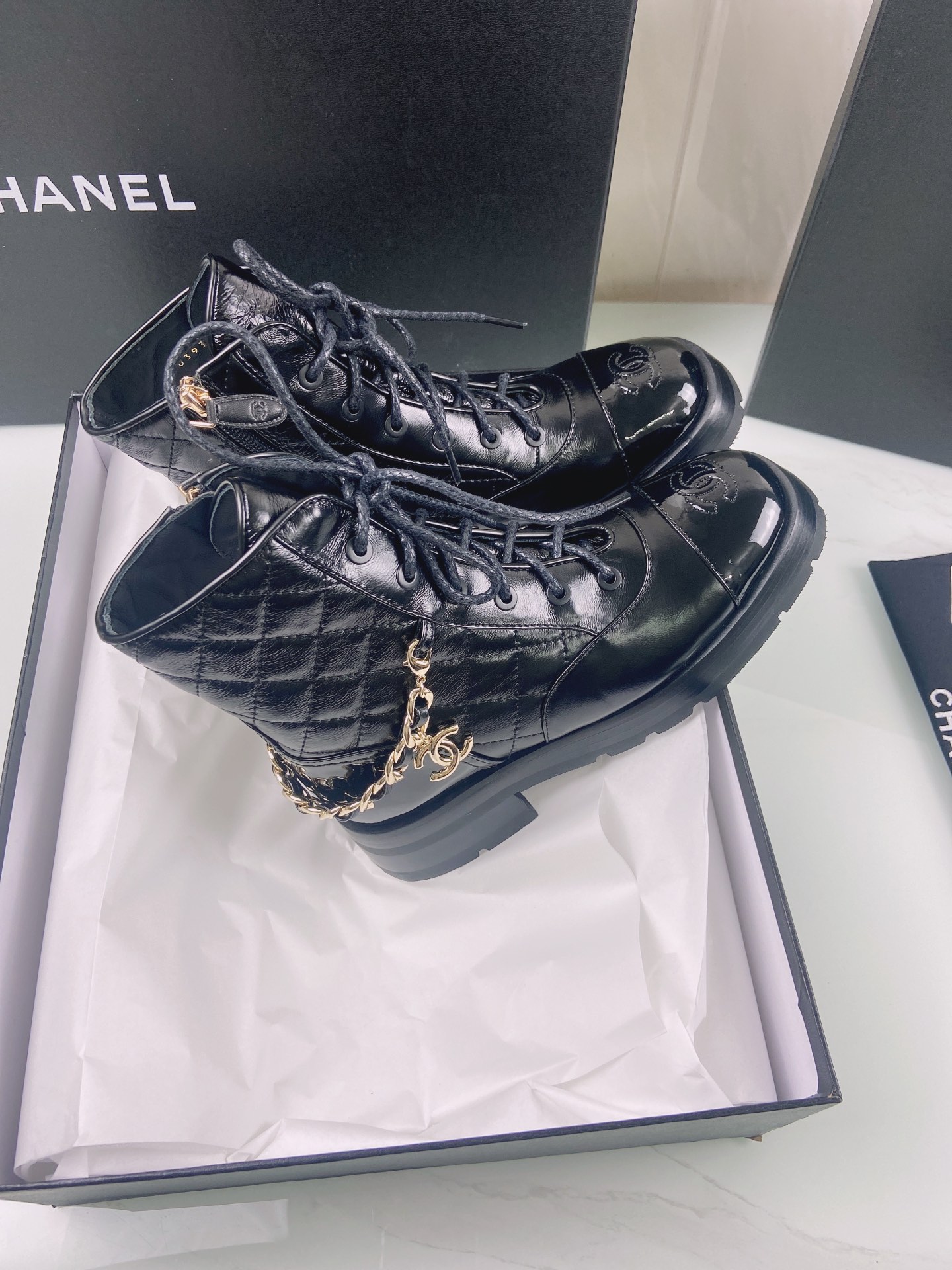 Ch**el Women’s Lace- Ups Black For Women 1.6in/4cm