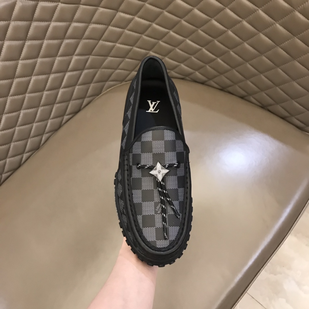 L0vis Vuittion LV Racer Moccasin Black Checkered Pattern For Men LV