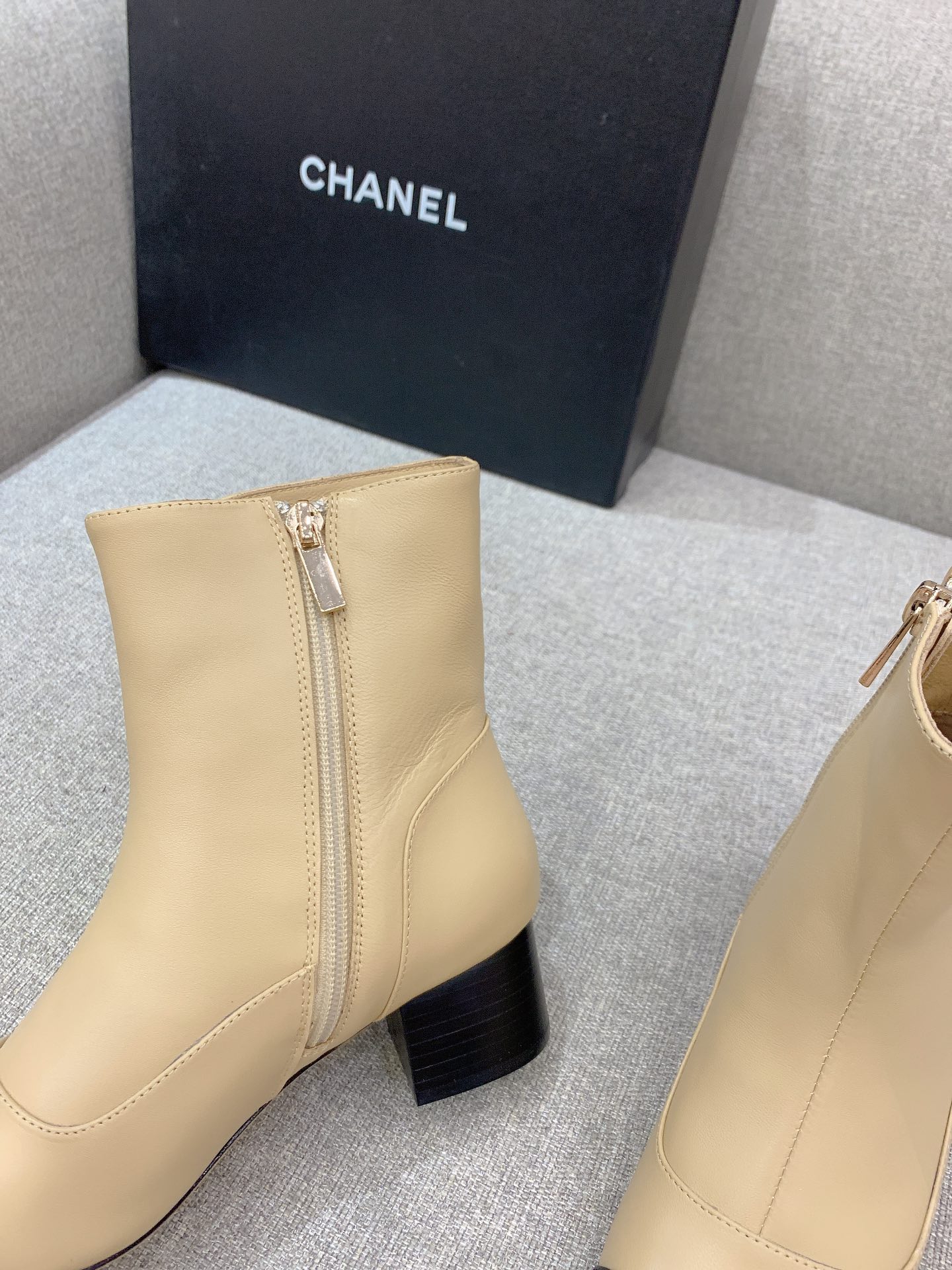 Ch**el Women’s Ankle Boots Beige For Women 2.2in/5.5cm