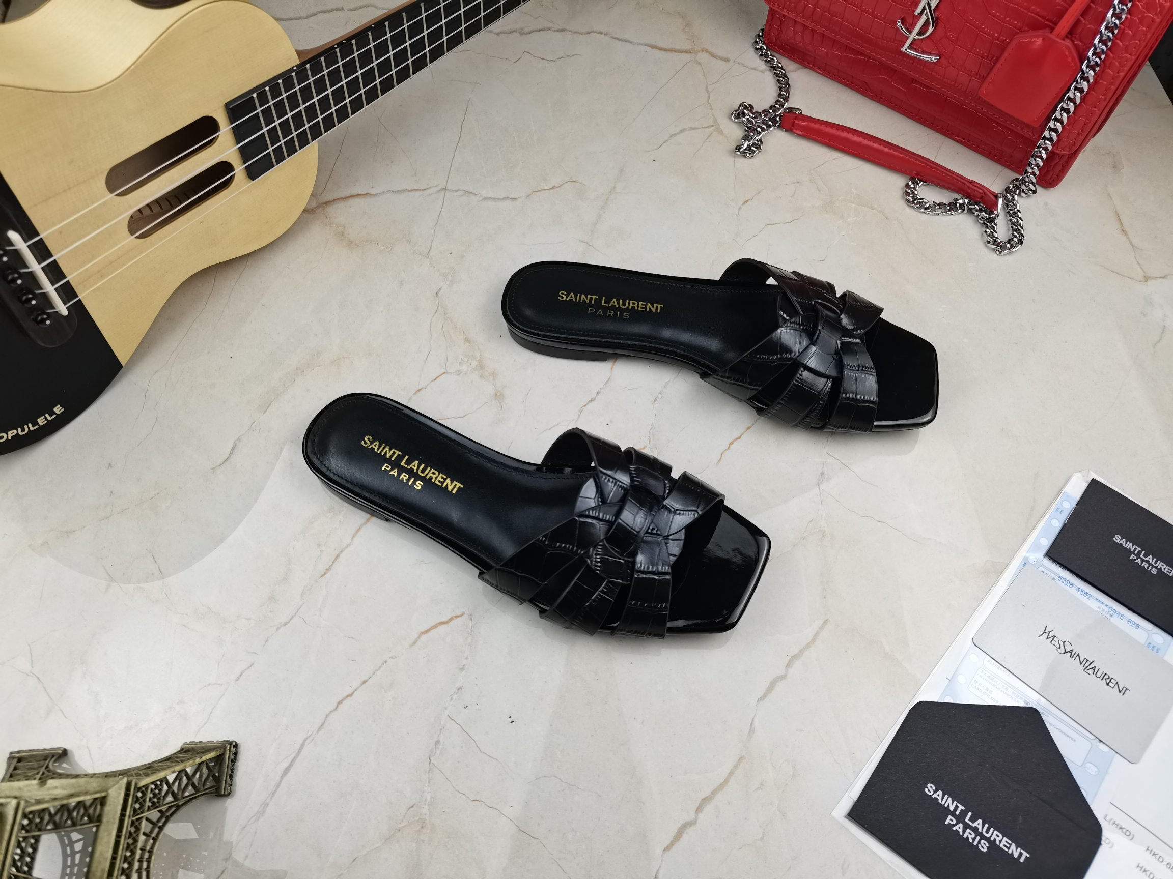 Sa1nt Lau*nt Women’s Tribute Flat Mules Black For Women Y51