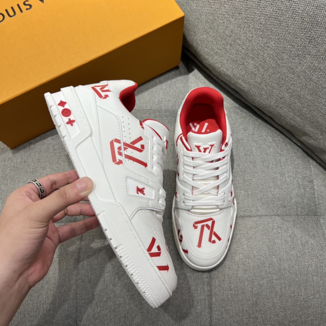 L0vis Vvtt0n LV Trainer Sneaker Red For Men LV 1AAGYR