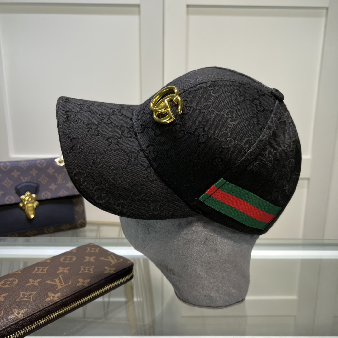 Gvc*1 Original GG Canvas Baseball Hat With Web Black GG Hat