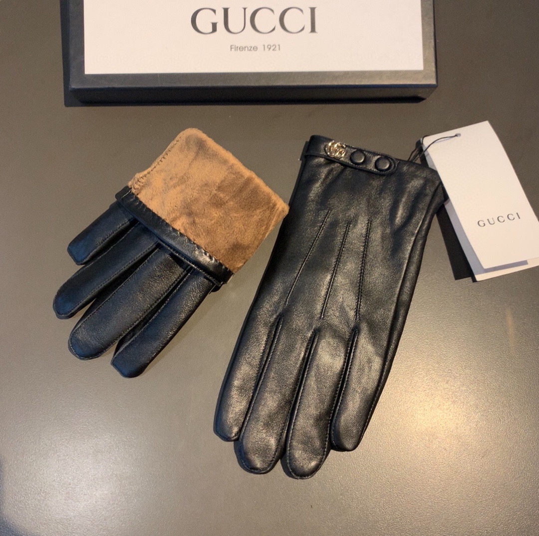 Gvc*1 Gloves With Signature Double G Motif In Black