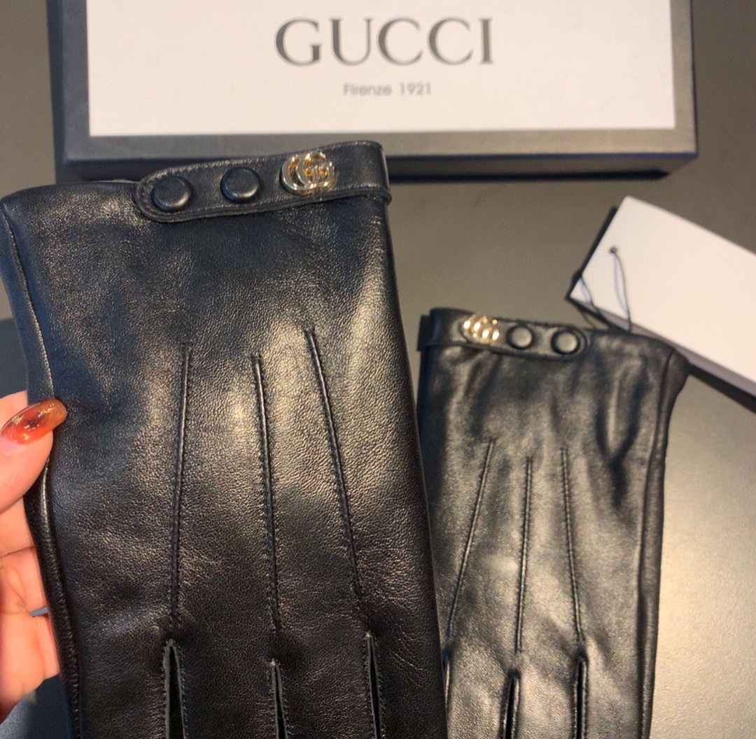 Gvc*1 Gloves With Signature Double G Motif In Black
