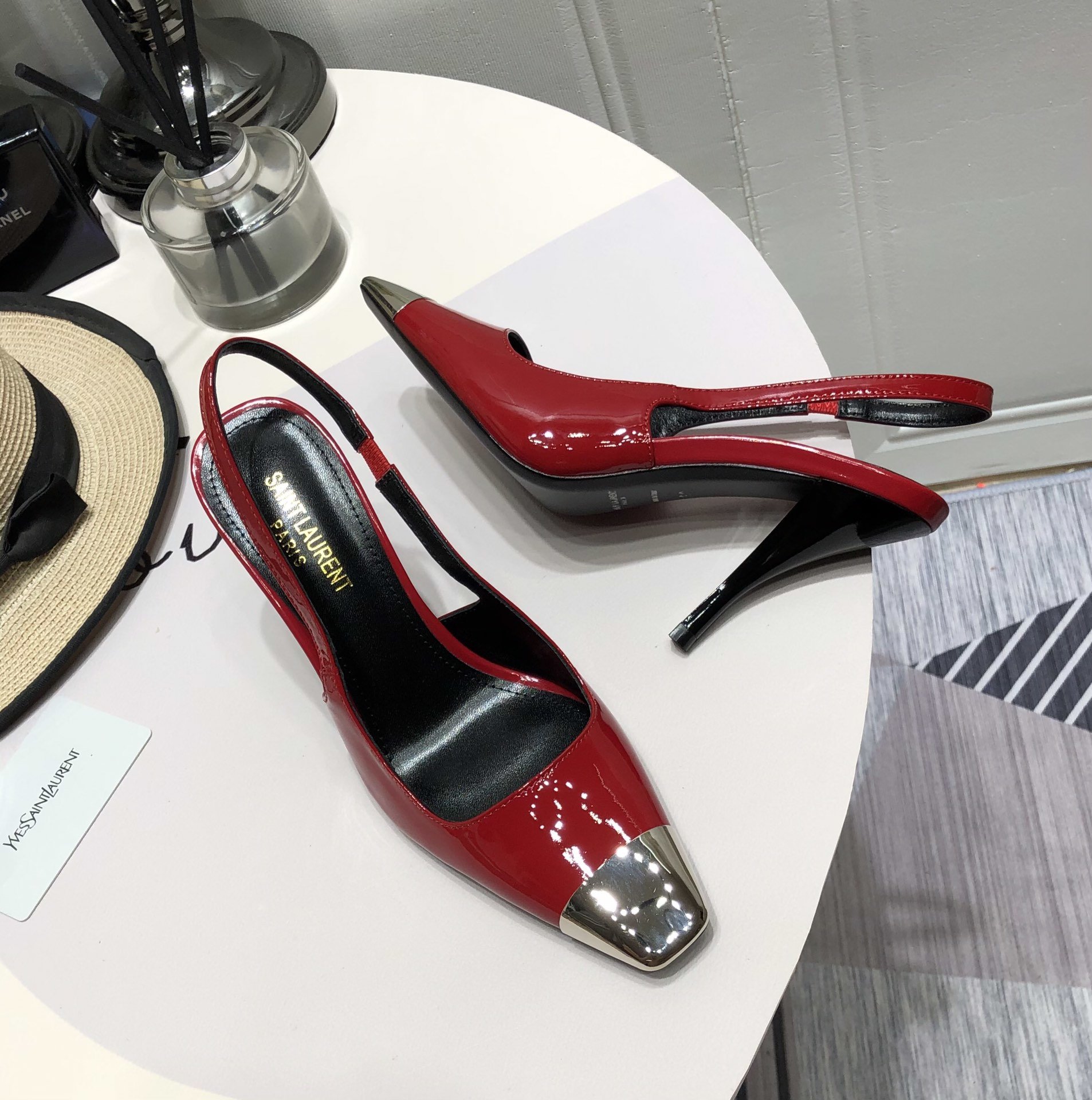 Sa1nt Lau*nt Women’s Blade Slingback Pumps Red For Women Y51