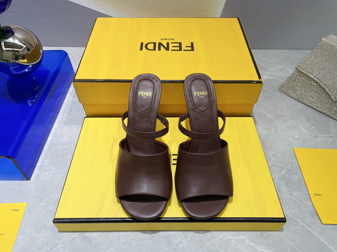 F**di First Burgundy High-Heeled Sandals For Women