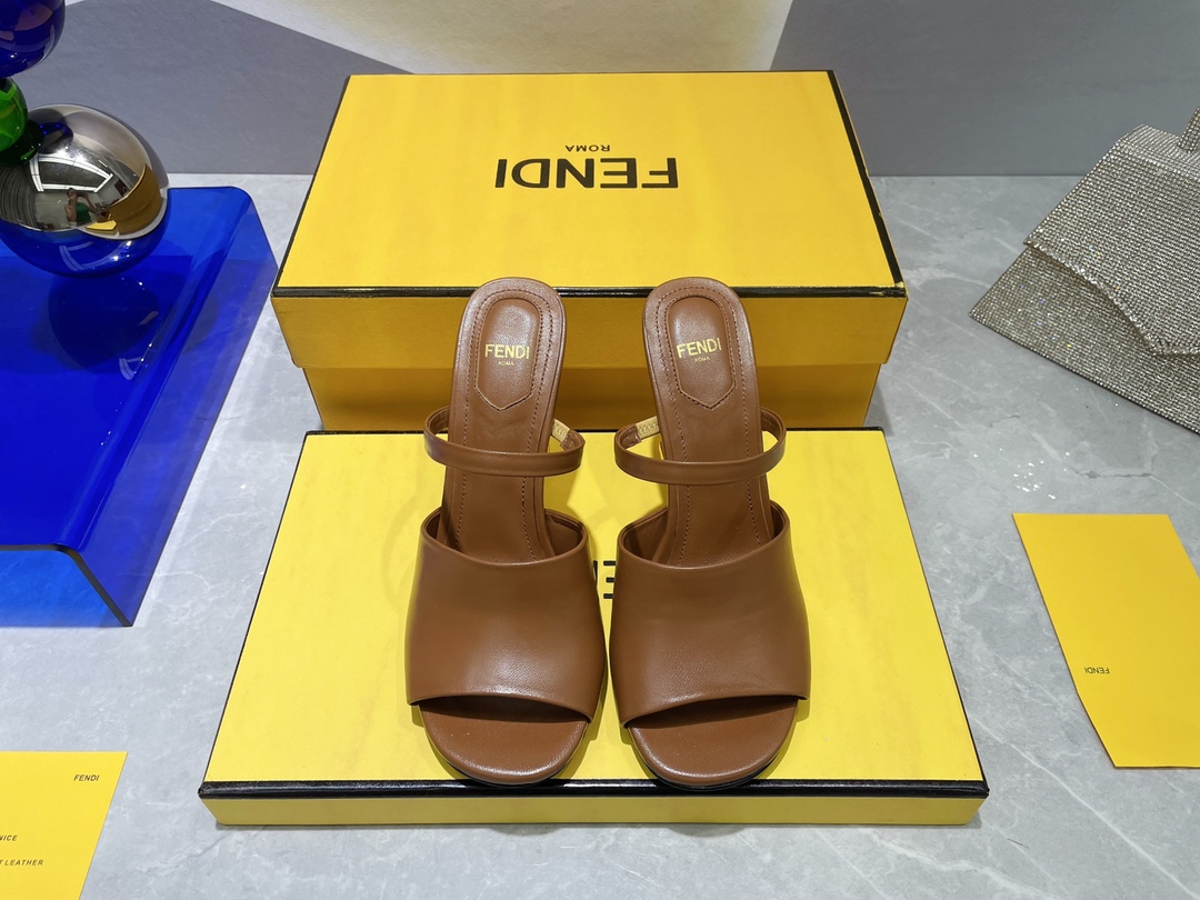 F**di First Brown High-Heeled Sandals For Women 8R8212NA7F148R