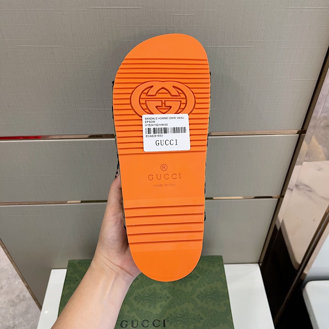Gvc*1 Men’s Slide Sandal With Straps Orange And Green For Men 658020 2HK60