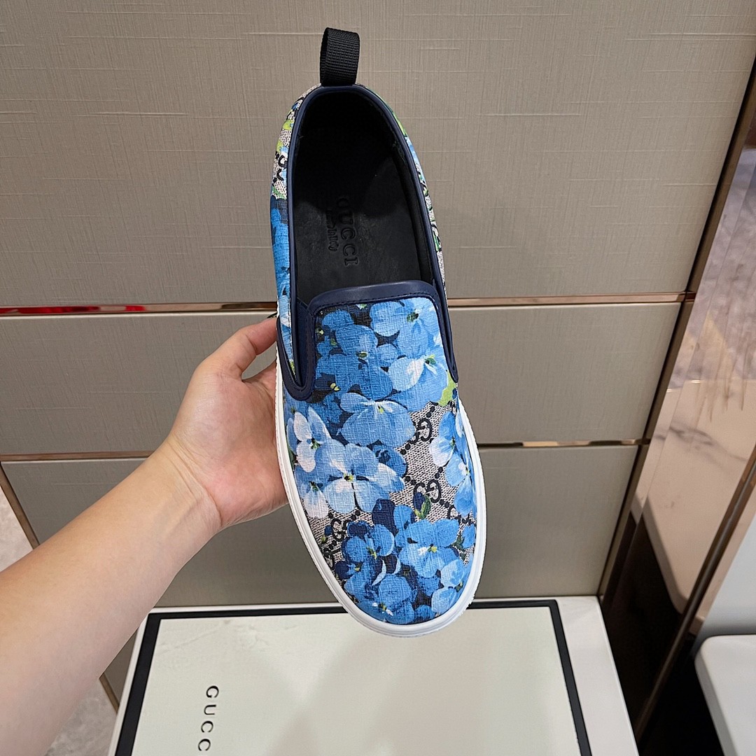 Gvc*1 Men’s GG Svp*me Canvas Slip-On Blue Flowers For Men 546152 KU2E0 8471