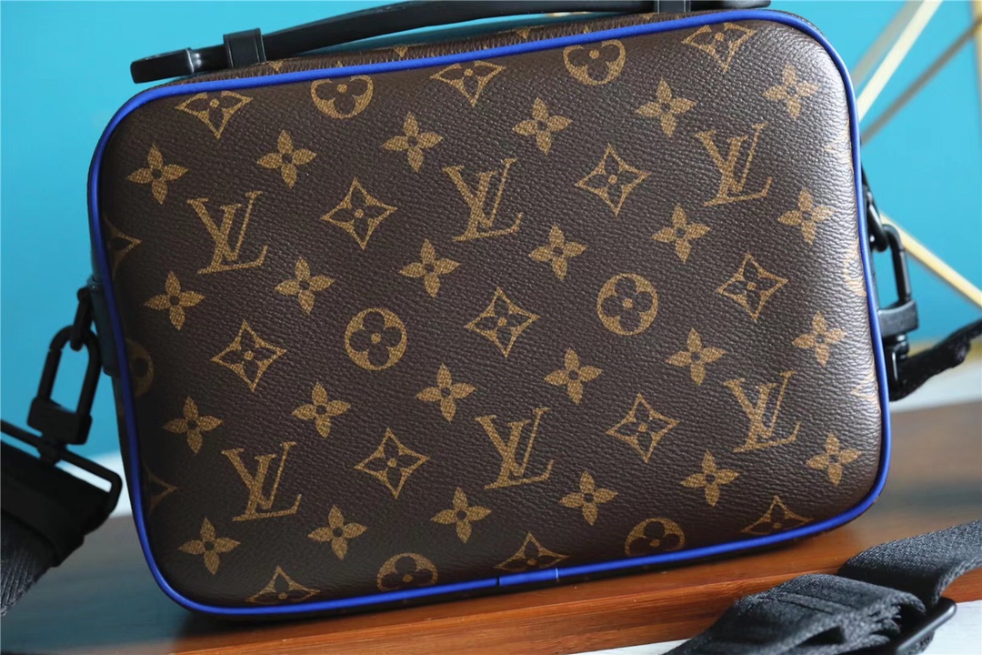 L0vis Vvtt0n S-Lock Messenger Monogram Macassar By Virgil Abloh’s Blue For Men, Men’s Bags, Shoulder And Crossbody Bags 8.7in/22cm LV