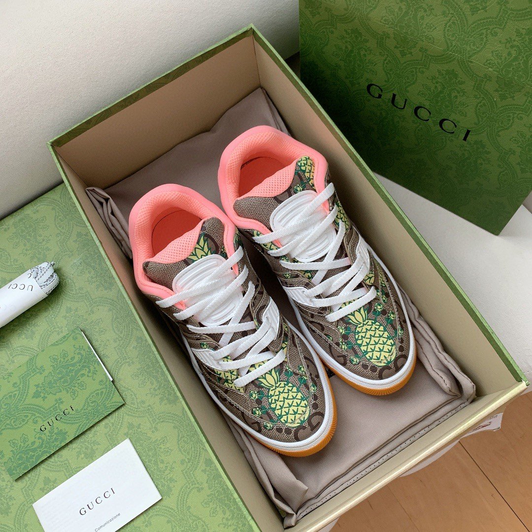Gvc*1 Women’s Basket Sneaker Print Pineapple Brown Pink For Women ‎661301