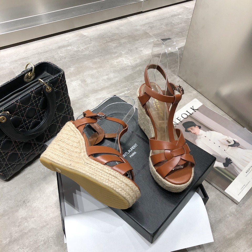 Sa1nt Lau*nt Women’s Tribute Espadrilles Wedge Brown For Women Y51 611924BDA002206