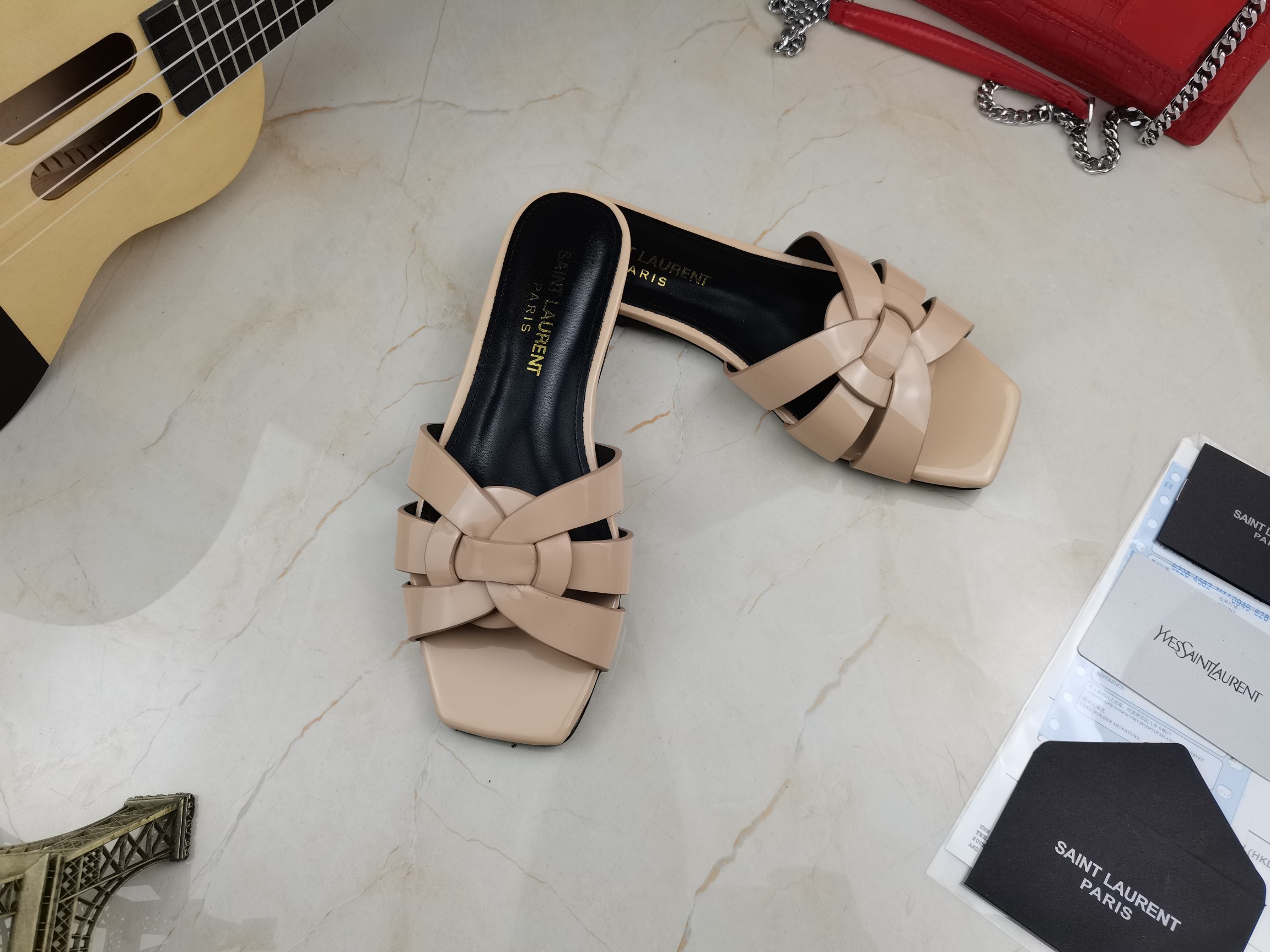 Sa1nt Lau*nt Women’s Tribute Flat Mules Beige For Women Y51 571952B8I009935