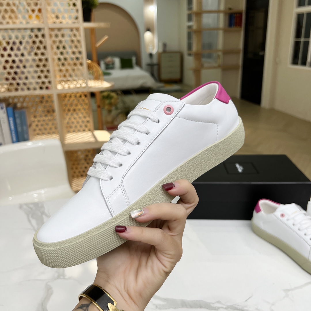 Sa1nt Lau*nt Women’s Court Classic Sl/06 Embroidered Sneakers Pink For Women Y51