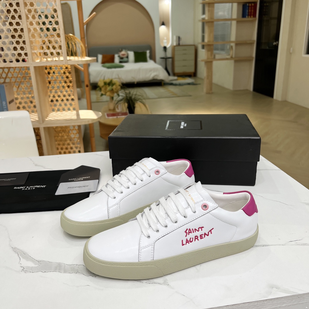 Sa1nt Lau*nt Women’s Court Classic Sl/06 Embroidered Sneakers Pink For Women Y51