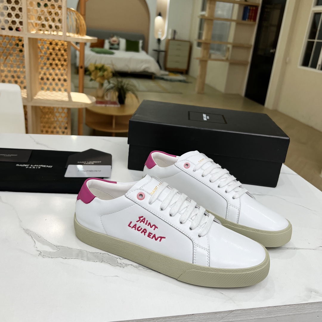 Sa1nt Lau*nt Women’s Court Classic Sl/06 Embroidered Sneakers Pink For Women Y51