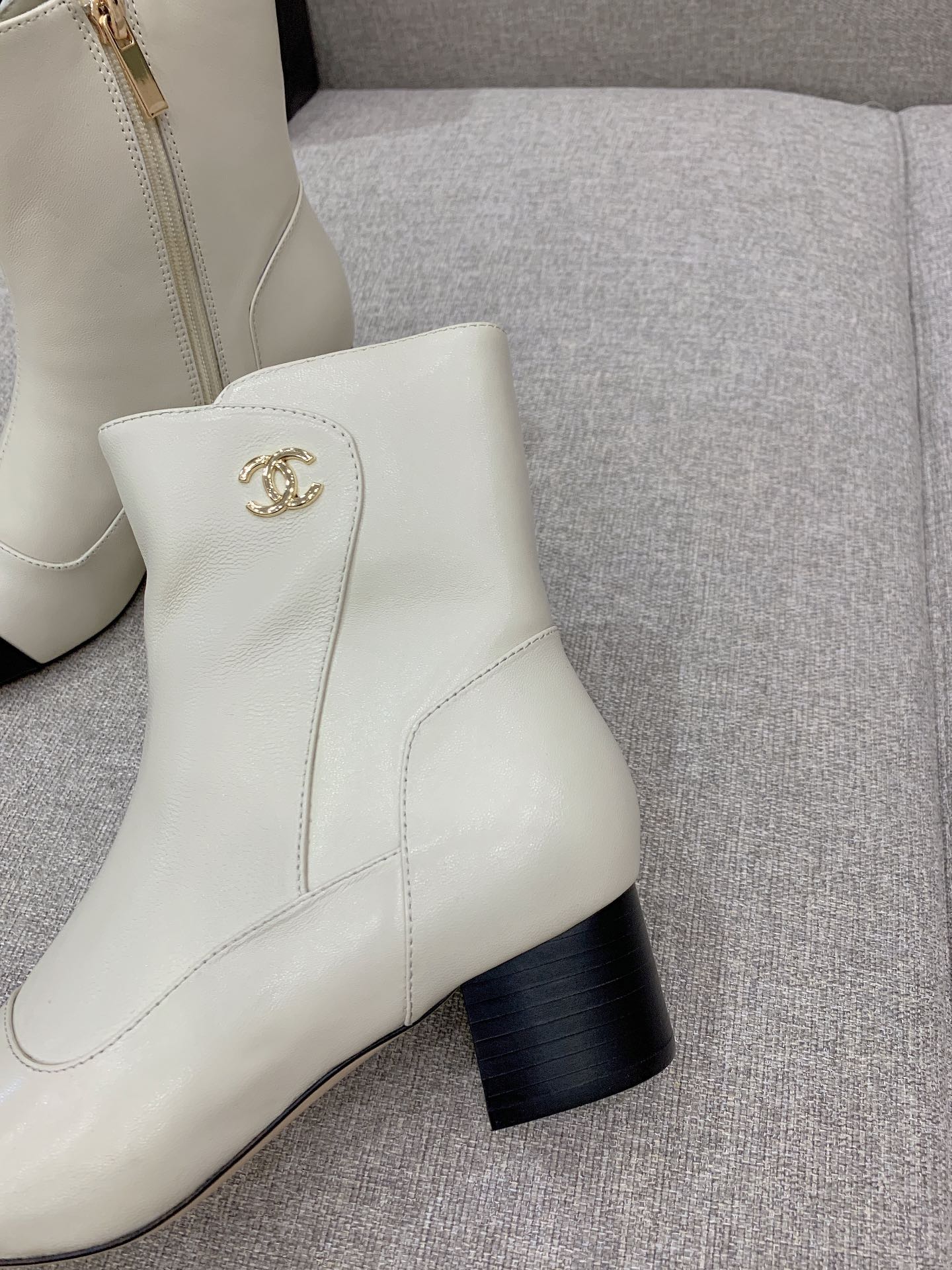 Ch**el Women’s Ankle Boots White For Women 2.2in/5.5cm