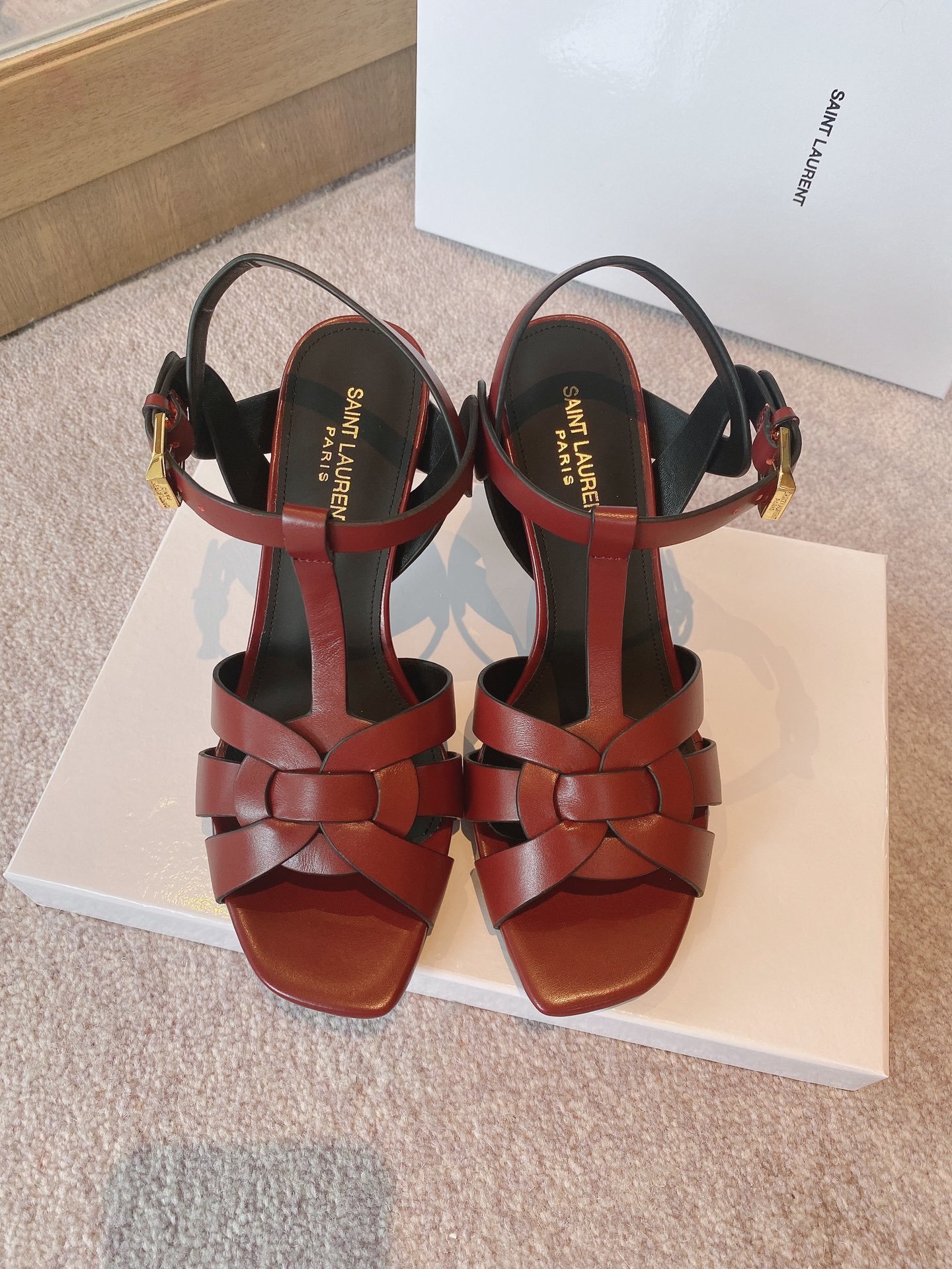 Sa1nt Lau*nt Women’s Tribute Sandals Red- Purple For Women Y51