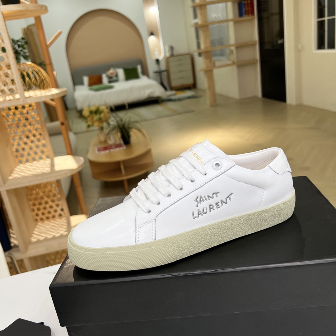 Sa1nt Lau*nt Women’s Court Classic Sl/06 Embroidered Sneakers White For Women Y51