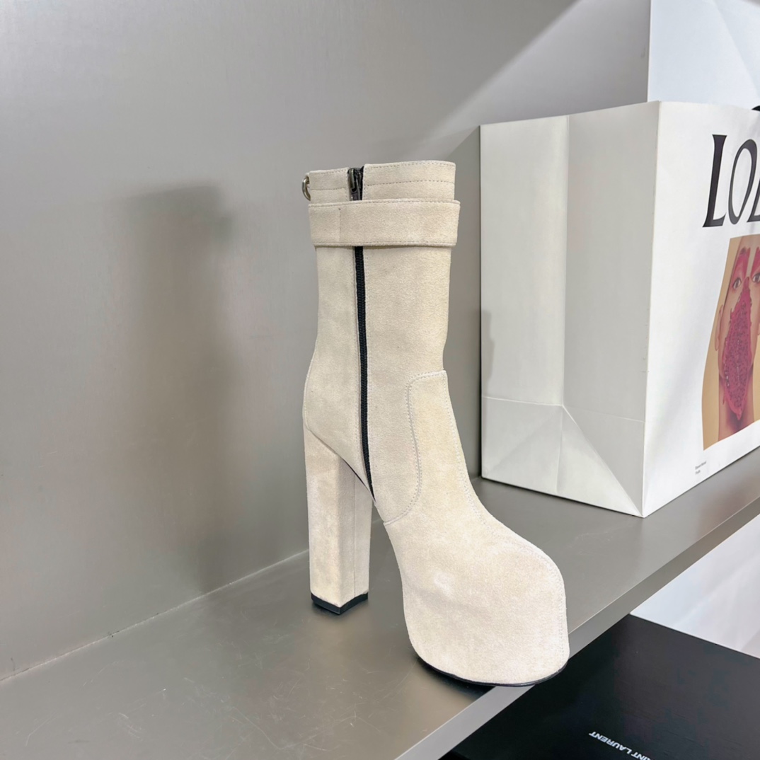 Sa1nt Lau*nt Women’s Cherry Buckle Platform Booties White For Women Y51