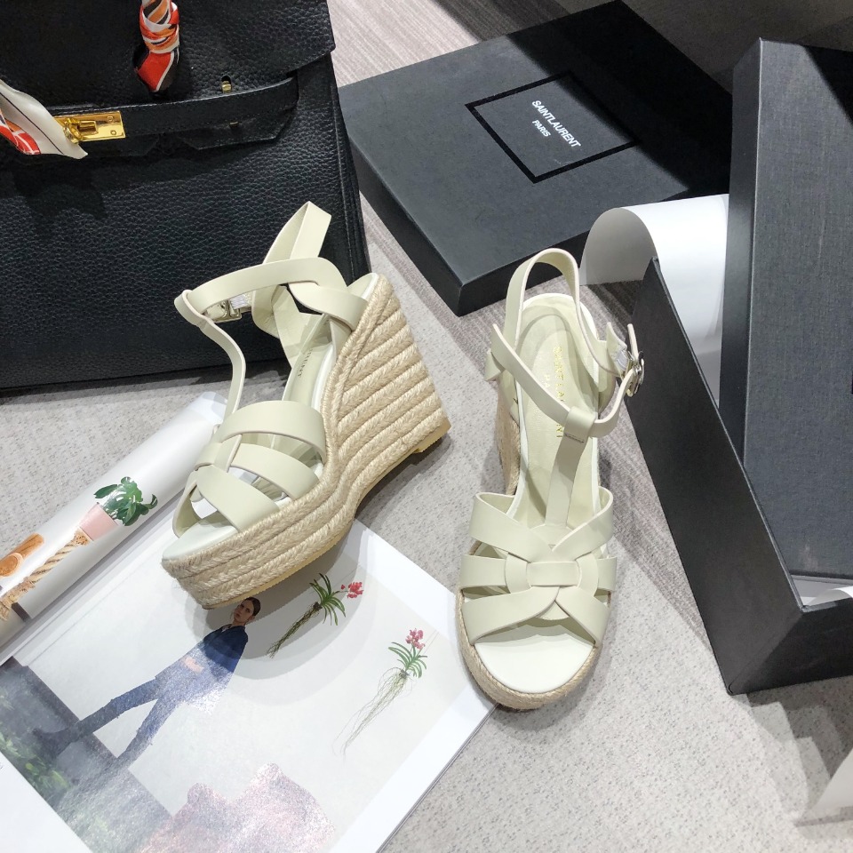 Sa1nt Lau*nt Women’s Tribute Espadrilles Wedge Beige For Women Y51