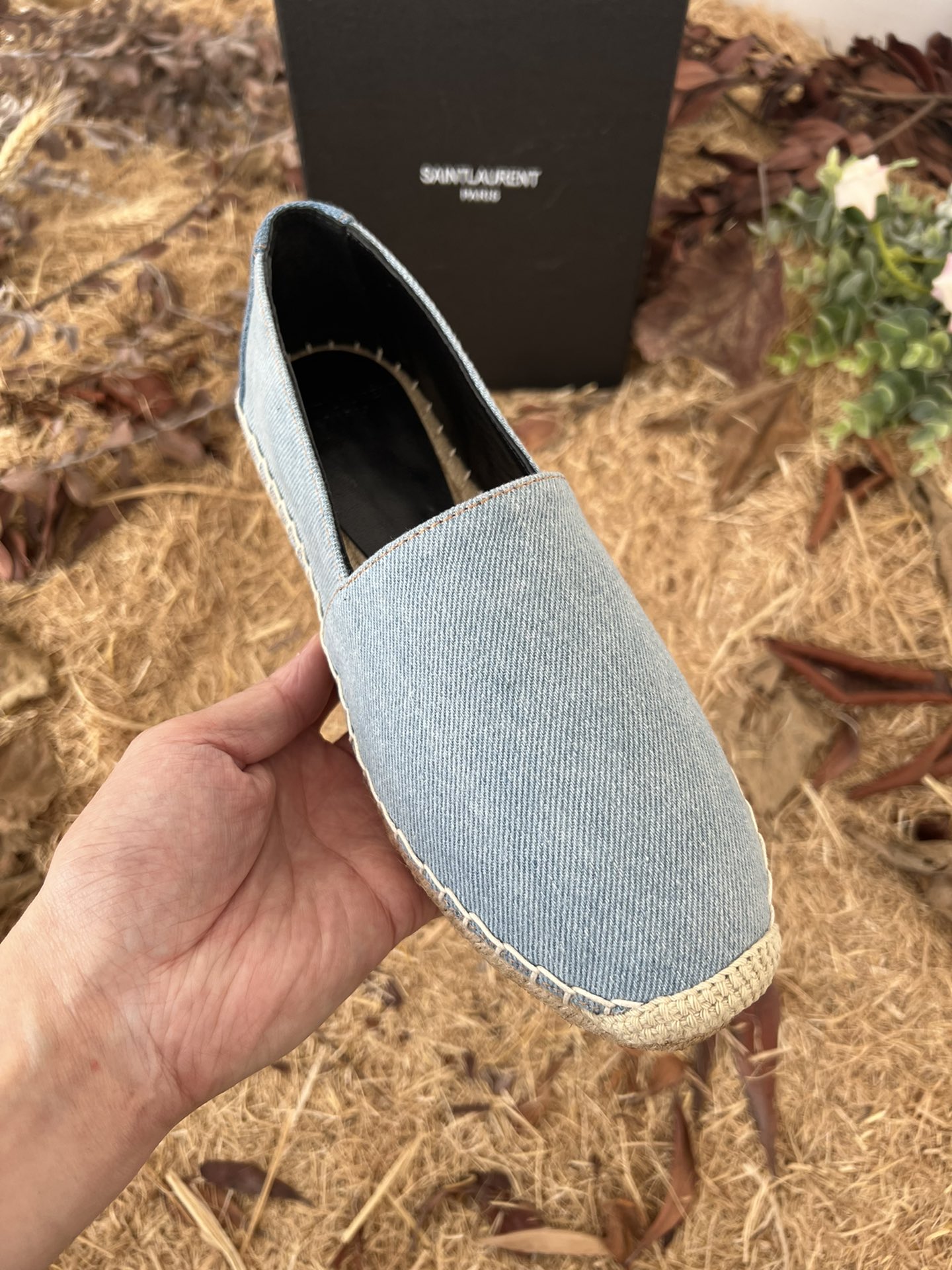 Sa1nt Lau*nt Women’s Y51 Embroidered Espadrilles Blue For Women Y51