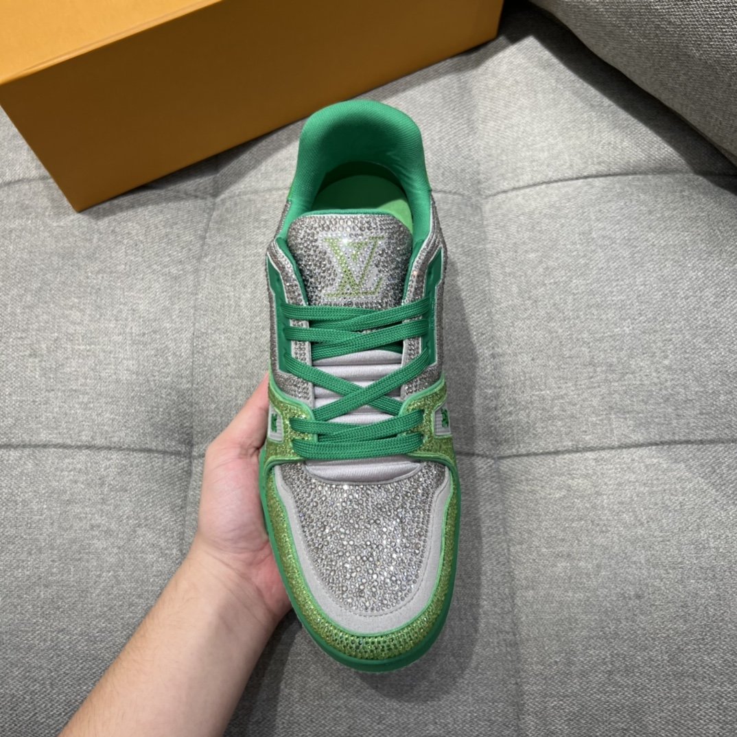 L0vis Vuittion LV Trainer Sneaker Green For Men LV