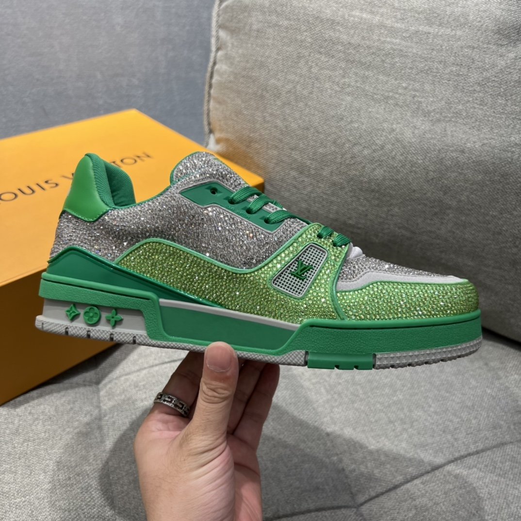 L0vis Vuittion LV Trainer Sneaker Green For Men LV