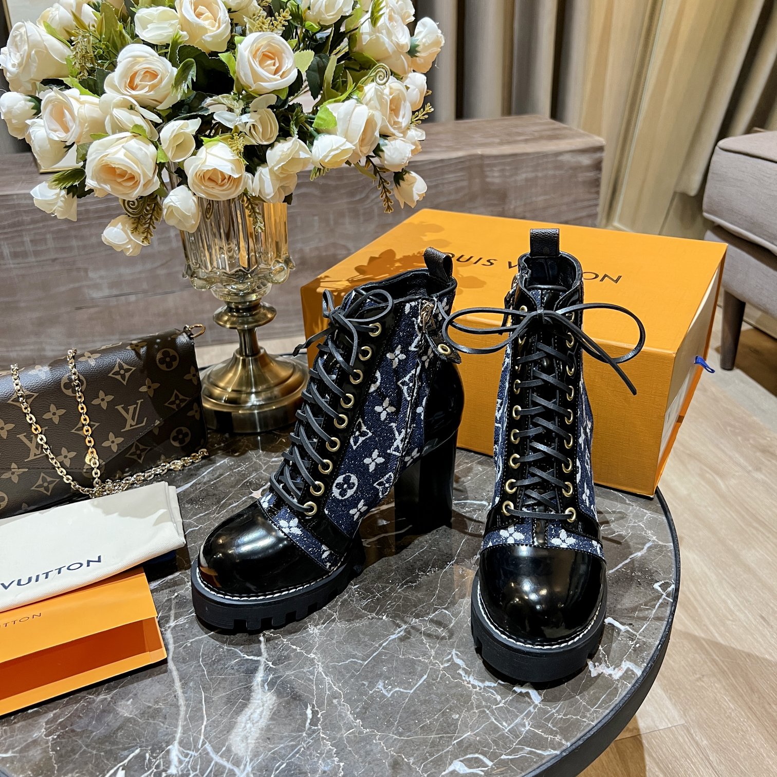L0vis Vvtt0n Women’s Star Trail Ankle Boots Blue For Women LV