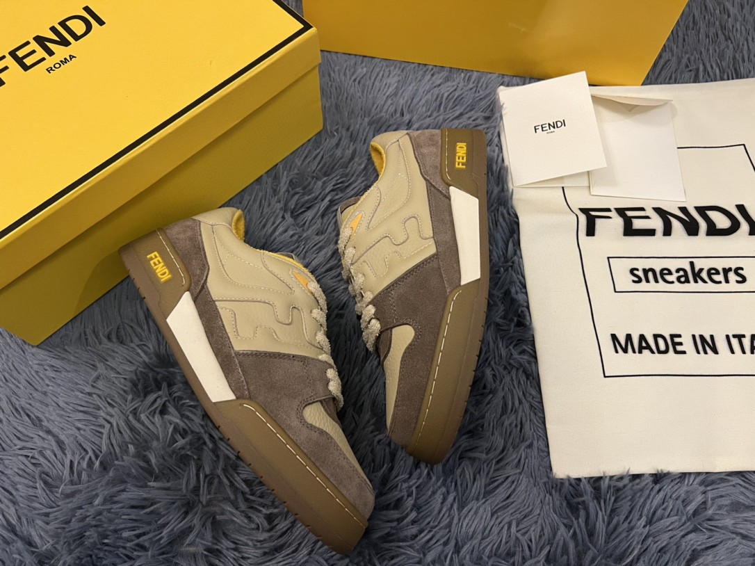 F**di Match Low Tops Sneakers Beige For Men 7E1493AHH2F1FHU
