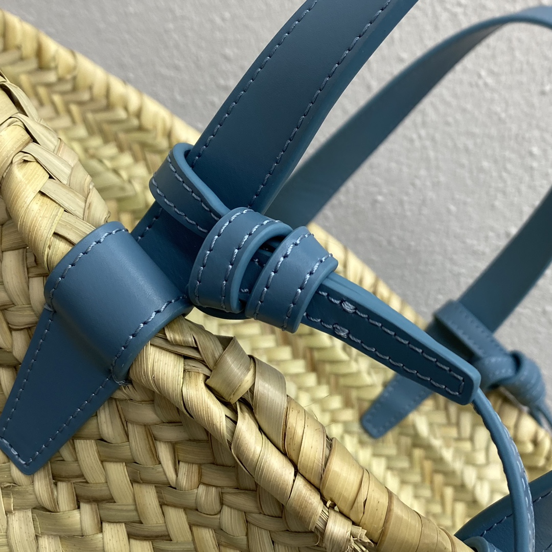 Ce1i*e Teen Triomphe Ce1i*e Classic Panier In Palm Leaves And Lizard Blue For Women 8in/20cm