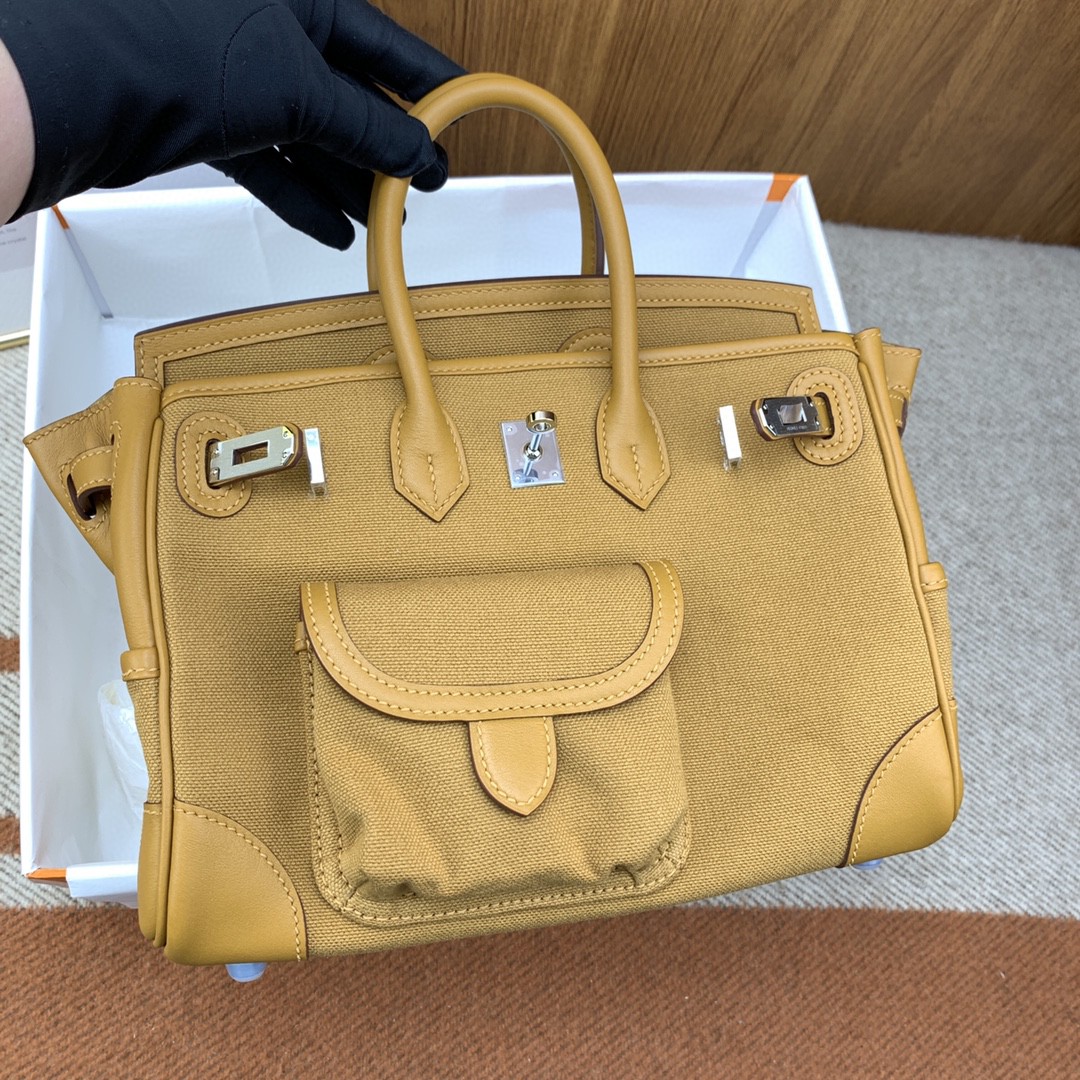 H**me5 Birkin Cargo 25 Beige, Silver Toned Hardware Bag For Women, Women’s Handbags, Shoulder Bags 9.8in/25cm