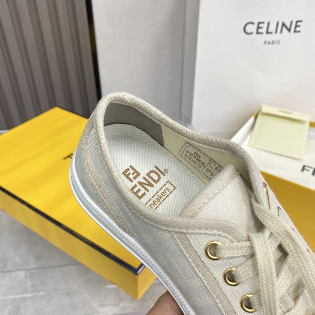 F**di Domino Fabric Sneakers Beige For Women