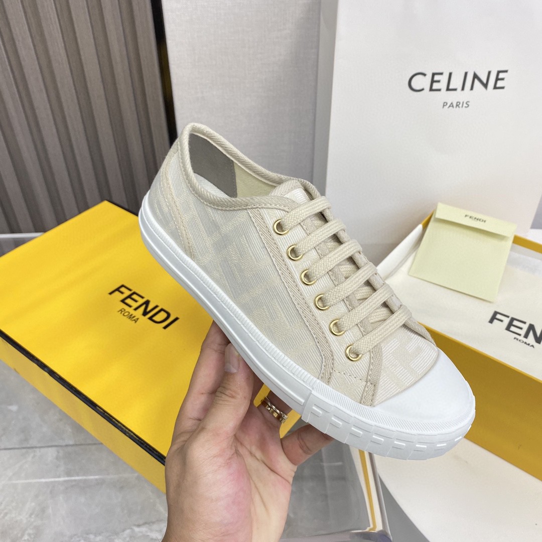 F**di Domino Fabric Sneakers Beige For Women