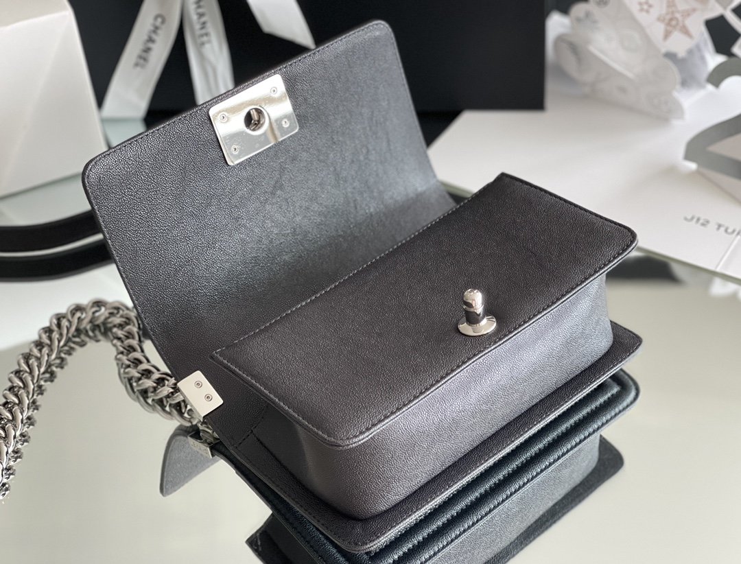 Ch**el Boy Mini Bag Black For Women 20cm/7.9 in