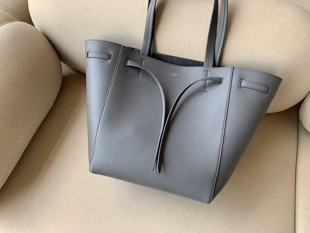Ce1i*e Small Cabas Phantom In Soft Grained Grey For Women 12in/31cm 189023TNI.10DC