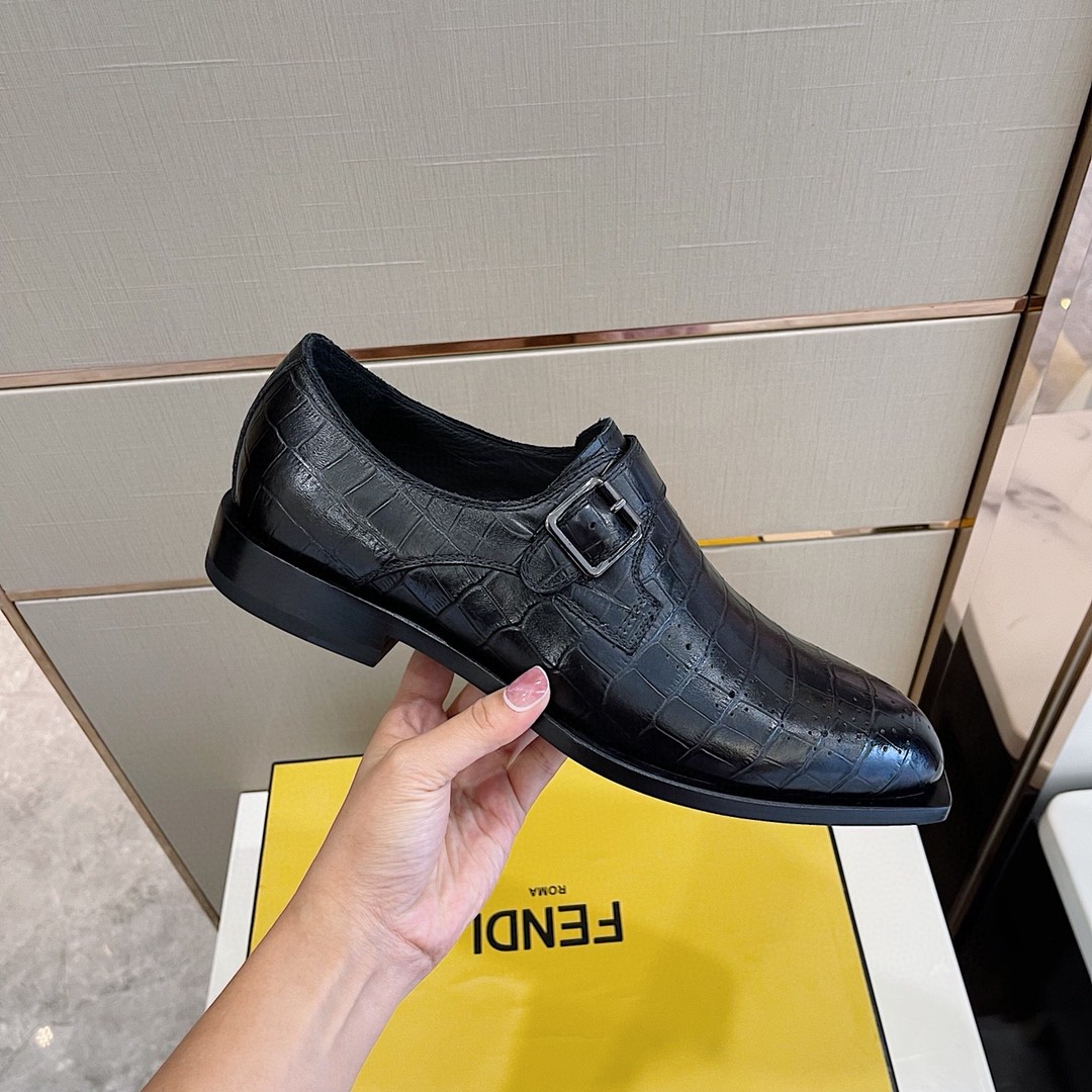 F**di Force Monk Strap Shoes Black For Men