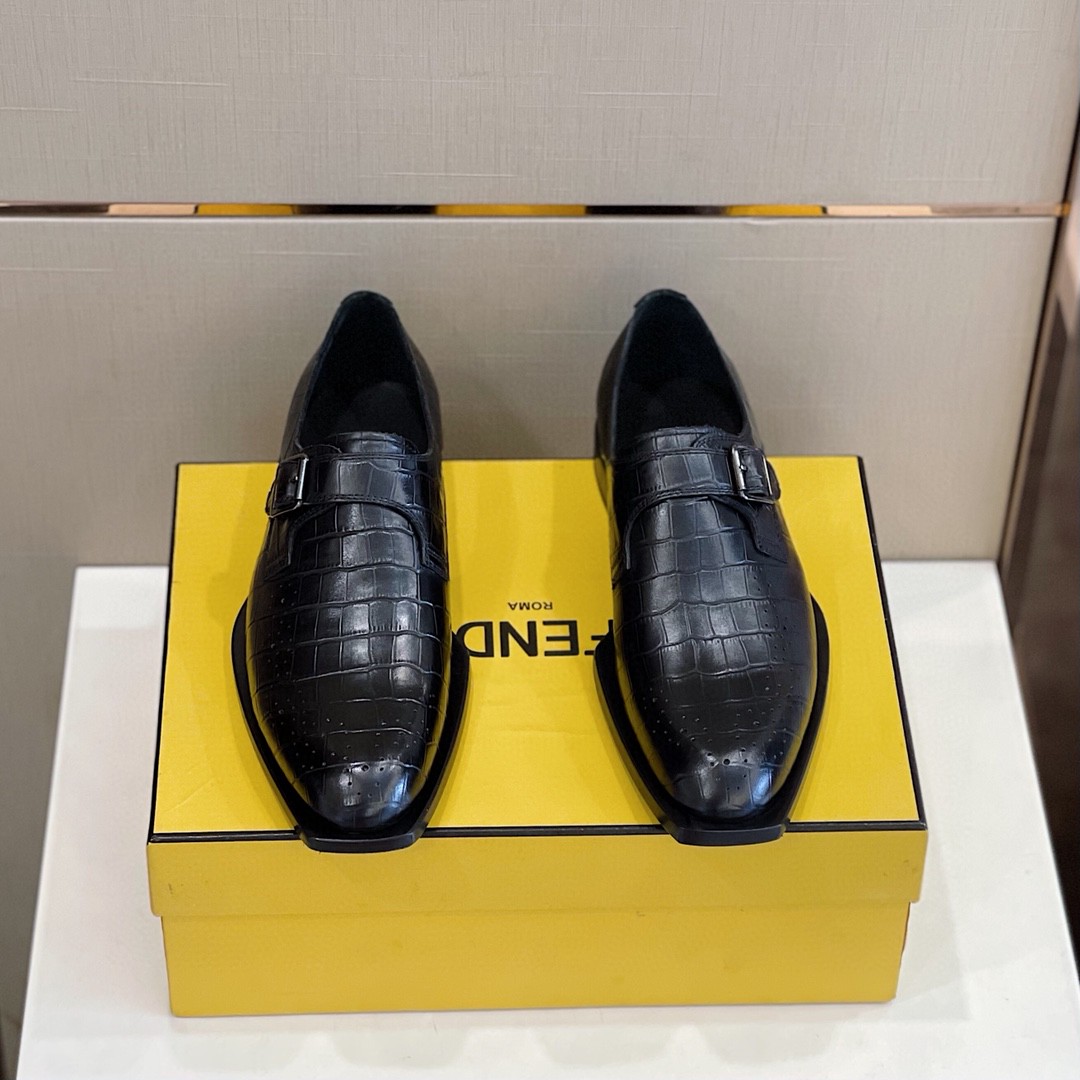 F**di Force Monk Strap Shoes Black For Men