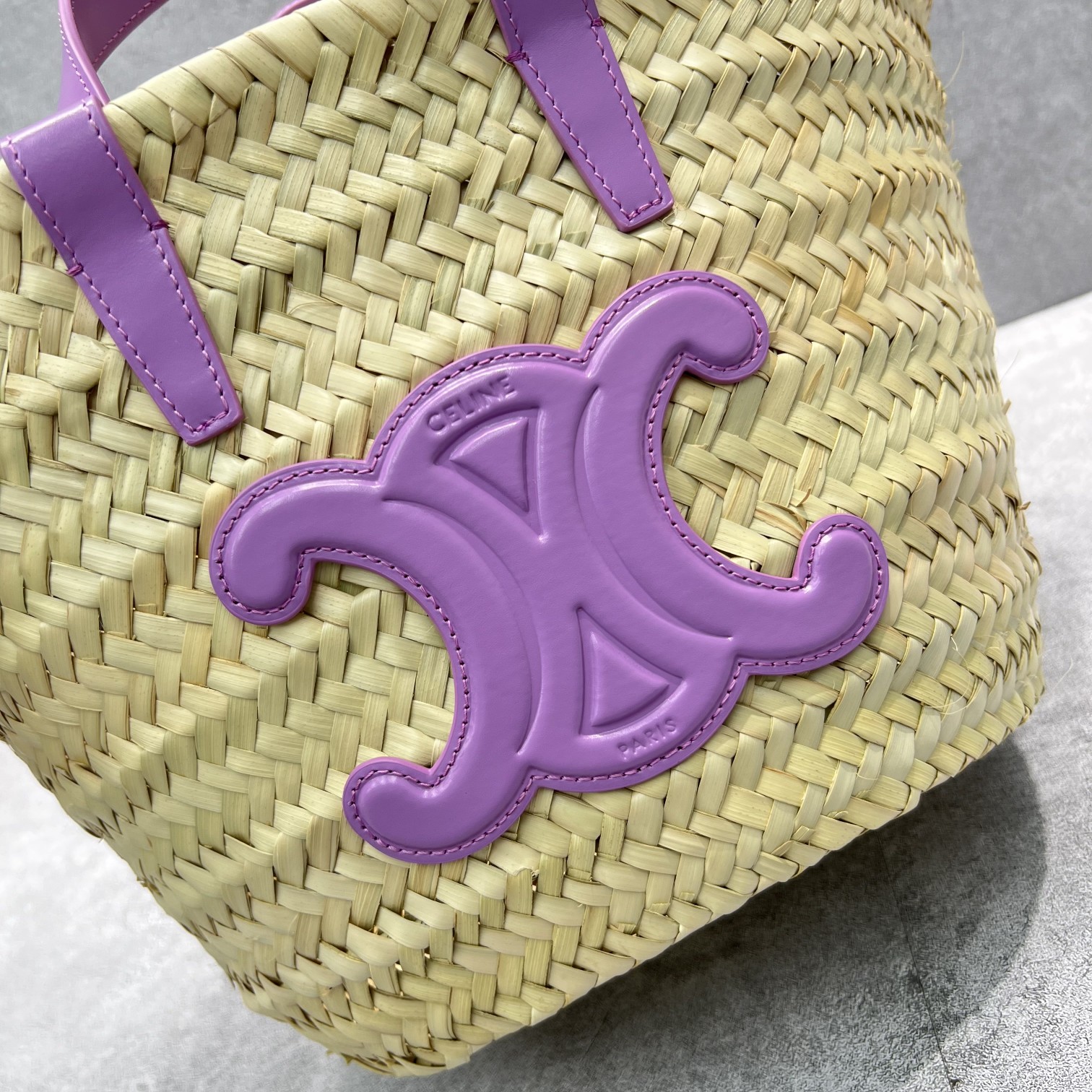 Ce1i*e Teen Triomphe Ce1i*e Classic Panier In Palm Leaves And Lizard Violet For Women 8in/20cm