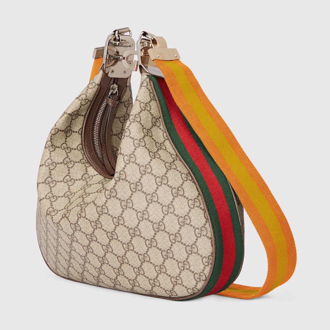 Gvc*1 Atache Large Shoulder Bag Beige And Multicolor For Women, Women’s Bags 13.8in/35cm GG‎ ‎‎‎702823 96GRN 4091