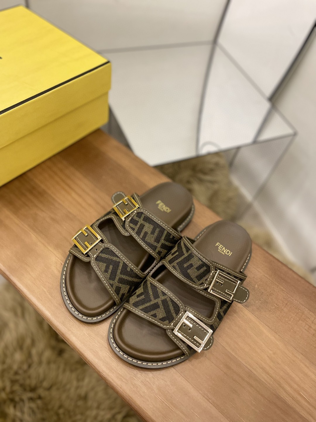 F**di Feel Slides Brown For Women