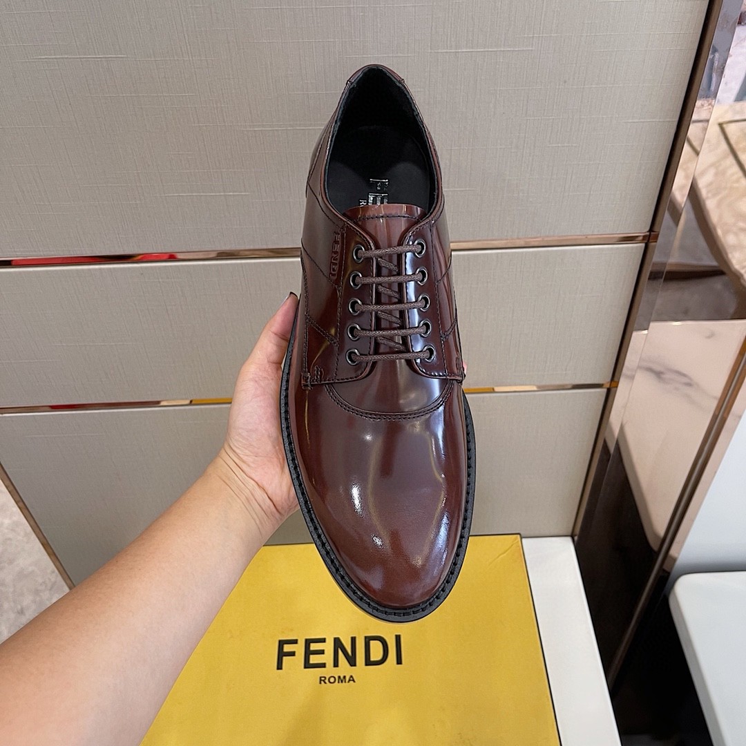 F**di Force Shiny Brown Shoes For Men