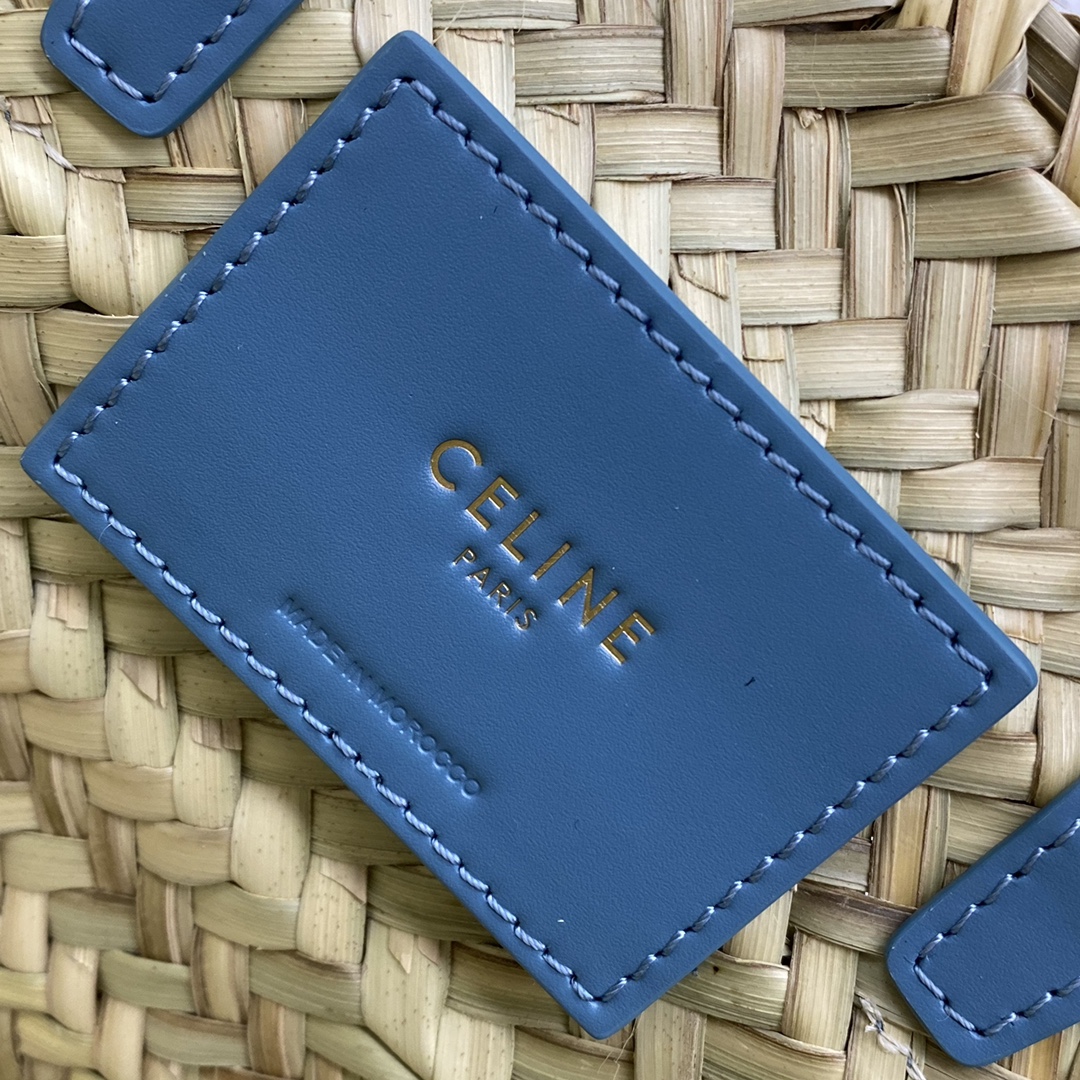 Ce1i*e Teen Triomphe Ce1i*e Classic Panier In Palm Leaves And Lizard Blue For Women 8in/20cm