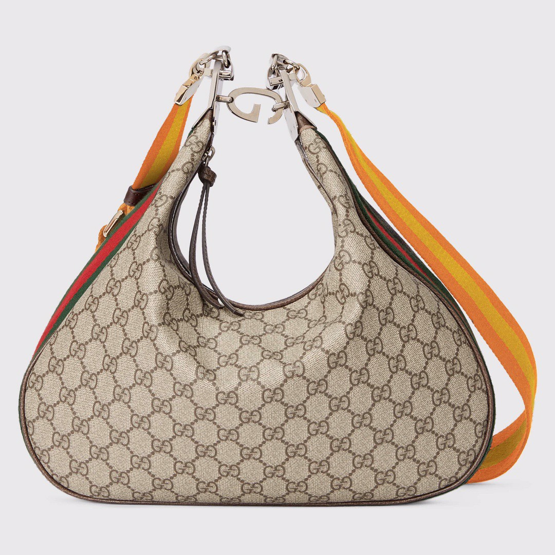 Gvc*1 Atache Large Shoulder Bag Beige And Multicolor For Women, Women’s Bags 13.8in/35cm GG‎ ‎‎‎702823 96GRN 4091