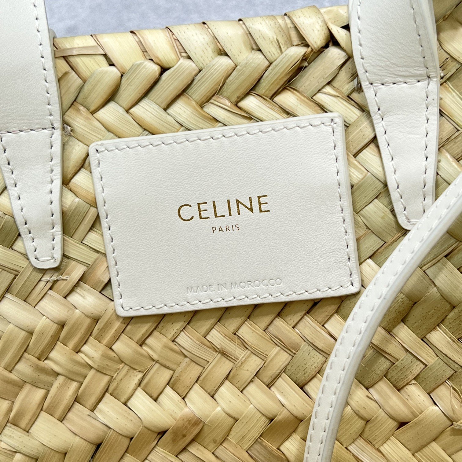Ce1i*e Teen Triomphe Ce1i*e Classic Panier In Palm Leaves And Lizard White For Women 8in/20cm